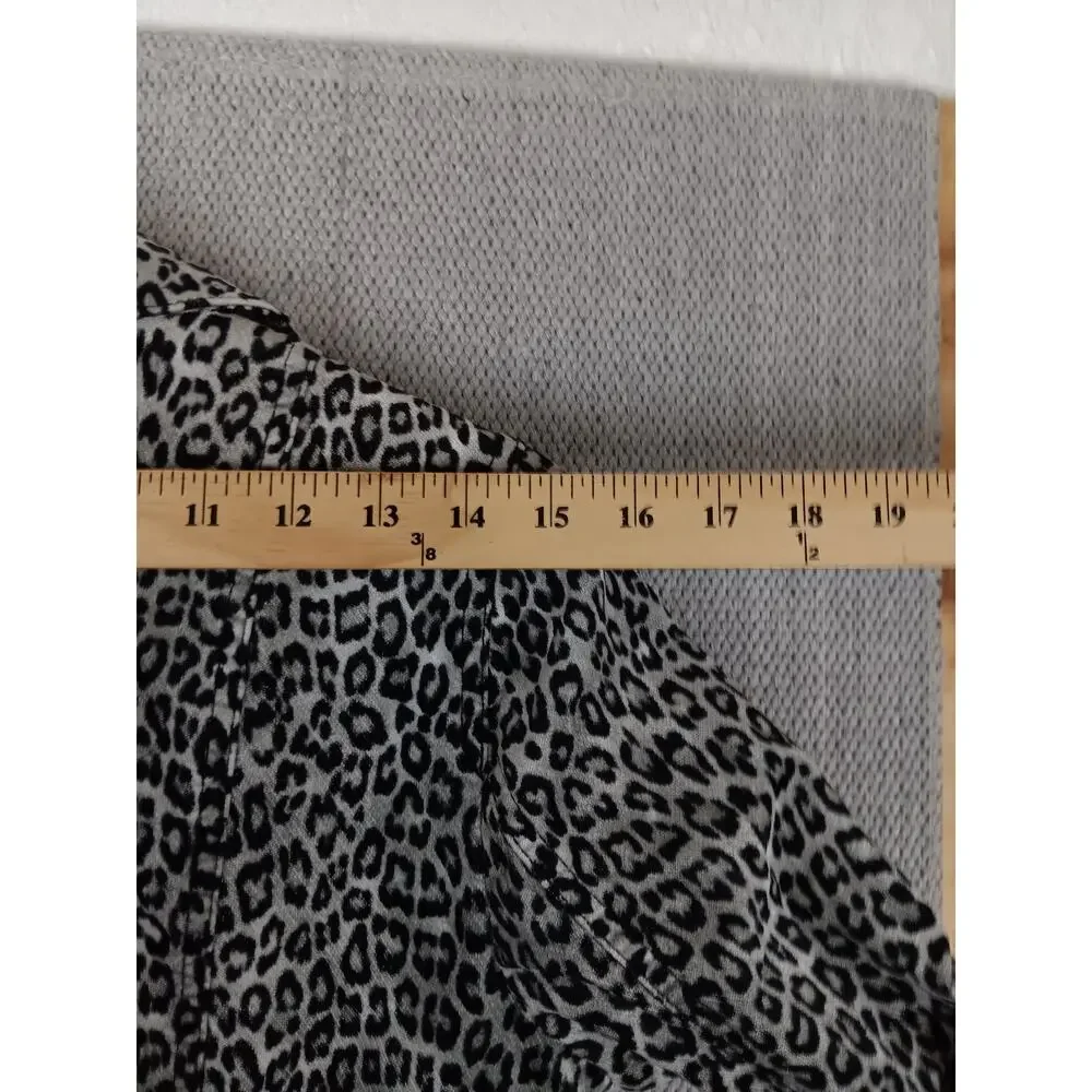 Chico's Brushed Flannel Jacket Womens 0 US 4/6 Gray Leopard Print Stretch Casual